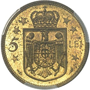 Michel Ier [Mihai I], régence (1927-1930). 5 lei, Flan bruni (PROOF) 1930, Paris.