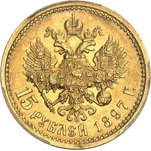 Nicolas II (1894-1917). 15 roubles 1897 АГ, Saint-Pétersbourg.
