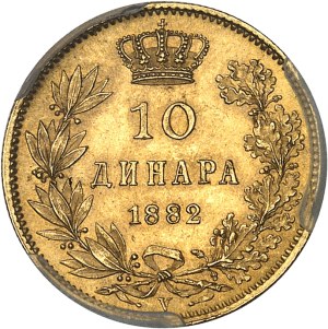 Milan I (1882-1889). 10 dinara 1882, V, Vienna.