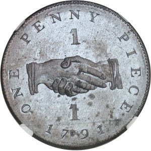 Colonie Britannique. 1 penny, petit module, Flan bruni (PROOF) 1791.