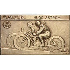 Gustave V (1907-1950). Plaquette en Or, prix du Royal Moto Club de Suède (S. M. C. K.) ND (1919 ?), Stockholm (Sporrong & C°).