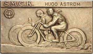Gustave V (1907-1950). Gold plaque, Royal Moto Club of Sweden (S. M. C. K.) ND prize (1919 ?), Stockholm (Sporrong & C°).
