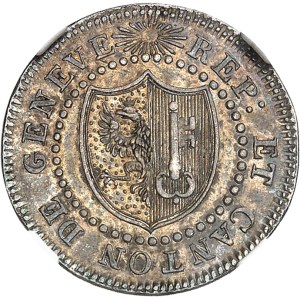 Genève (canton de). Épreuve de Un sol sur flan en argent 1817 H, Genève.
