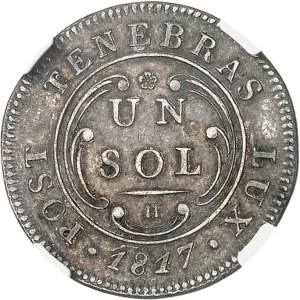 Geneva (canton of). Proof of Un sol sur flan in silver 1817 H, Geneva.
