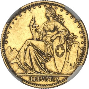 Swiss Confederation (1848 to present). Test of 20 francs HELVETIA by L. Wiener 1873, angel head, Brussels.