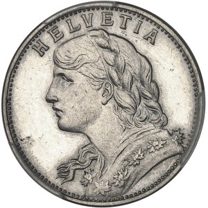 Confédération Helvétique (1848 à nos jours). Essai uniface de 20 francs, pour réduction de la tête d’Helvetia, en nickel, Frappe spéciale (SP) ND (1909), Berne.