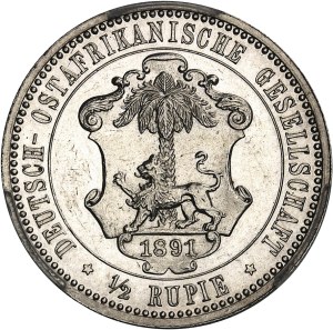 German East Africa, Wilhelm II (1888-1918). Half-rolled, burnished blank (PROOF) 1891, Berlin.