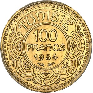 Ahmed, Bey (1929-1942). 100 francs Or 1934 - AH 1353, Paris.