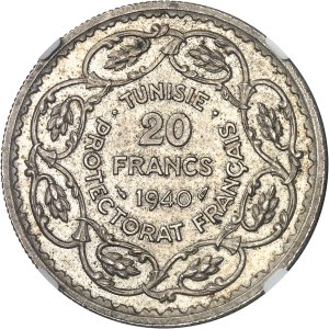 Ahmed, Bey (1929-1942). 20 francs AH 1359 (1940), Paris.