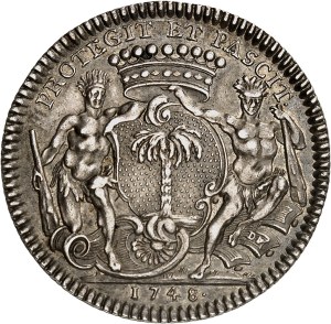 America-Canada (French colonies), Louis XV (1715-1774). Token from Mathurin Bellabre, Mayor of Nantes, to the Amerindians by Duvivier 1748, Paris.