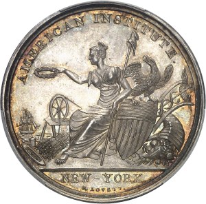 Federal Republic of the United States of America (1776-present). Silver medal, New York Agricultural Exposition, Pears by John B. Mantel, by R. Lovett 1841, Philadelphia.