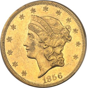 Federal Republic of the United States of America (1776-present). 20 Liberty dollars, without motto 1856, S, San Francisco.
