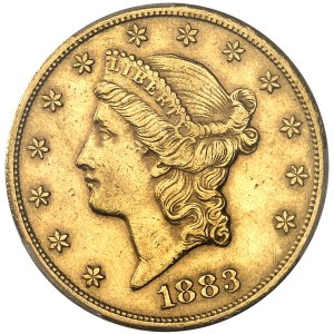 République fédérale des États-Unis d’Amérique (1776-à nos jours). 20 dollars Liberty, avec devise 1883, CC, Carson City.