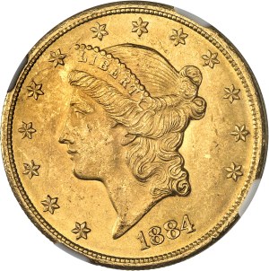 Federal Republic of the United States of America (1776-present). 20 Liberty dollars, with motto 1884, CC, Carson City.