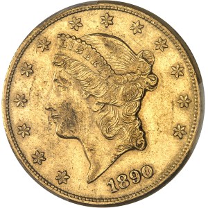 République fédérale des États-Unis d’Amérique (1776-à nos jours). 20 dollars Liberty, avec devise 1890, CC, Carson City.