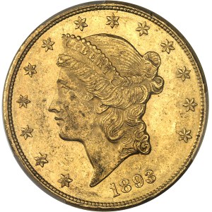 République fédérale des États-Unis d’Amérique (1776-à nos jours). 20 dollars Liberty, avec devise 1893, CC, Carson City.