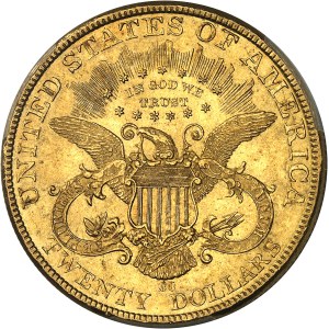 République fédérale des États-Unis d’Amérique (1776-à nos jours). 20 dollars Liberty, avec devise 1893, CC, Carson City.