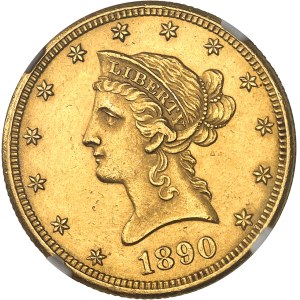 République fédérale des États-Unis d’Amérique (1776-à nos jours). 10 dollars Liberty, avec devise 1890, CC, Carson City.