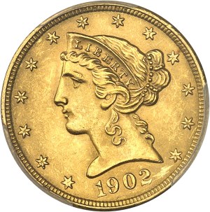 Federal Republic of the United States of America (1776-present). 5 Liberty dollars, with motto 1902, S, San Francisco.