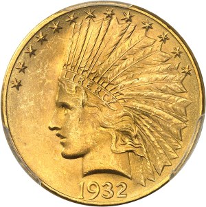 Federal Republic of the United States of America (1776-present). 10 Indian dollars, with 1932 motto, Philadelphia.