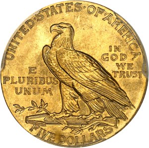 Federal Republic of the United States of America (1776-present). 5 Indian dollars 1908, Philadelphia.