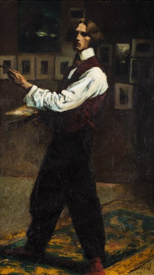 Marian Wawrzeniecki (1863-1943), Autoportret z paletą, 1899