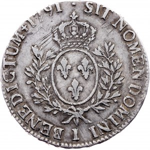 Francie, 1 Ecu 1791, I, Limoges