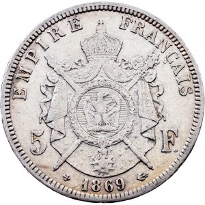 France, 5 Francs 1869, Strasbourg