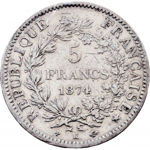 France, 5 Francs 1874, Bordeaux