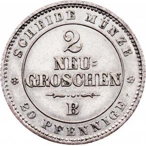 Německo, 2 Neugroschen / 20 Pfennige 1865, B