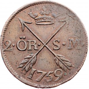 Sweden, 2 Öre Silvermynt 1759