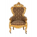 A pair of italian armchairs with footstools Rome, 18th century