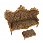 Italian Louis XVI gilded sofa with footstool Rome, 18th century