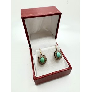 Turquoise earrings, Russia 1900-1910