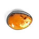 Silberne Brosche mit Bernstein