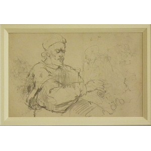 Jan Matejko(1838 Krakow-1893 Krakow),Two-sided sketch-Portrait of a man