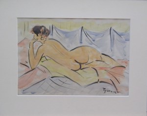Tymon Niesiołowski(1882 Lwów-1965 Toruń),Akt leżący tyłem
