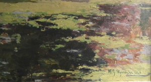 Michał Gorstkin-Wywiórski(1861 Warszawa-1926 Berlin),Pejzaż ze stawem,1927 em