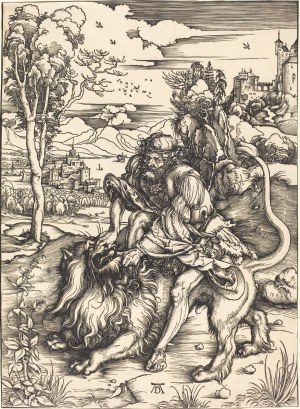 Albrecht Dürer (1471-1528),Samson walczący z lwem