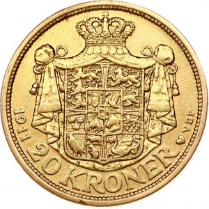 Denmark 20 Kroner 1911 VBP GJ