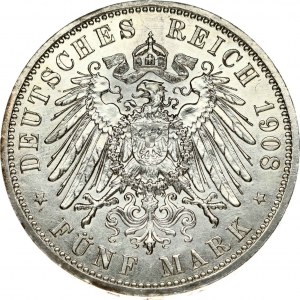 Germany SAXE-WEIMAR-EISENACH 5 Mark 1908 Jena University 350th Anniversary