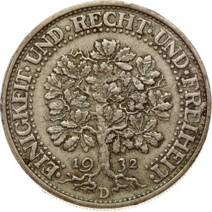 Germany Weimar Republic 5 Reichsmark 1932 D