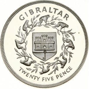Gibraltar 25 Pence 1977 Silberjubiläum