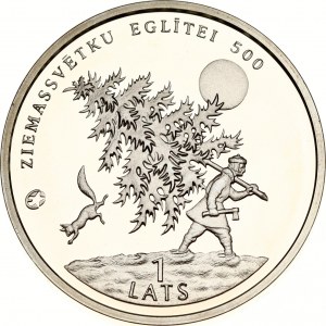 Latvia 1 Lats 2009 Christmas tree