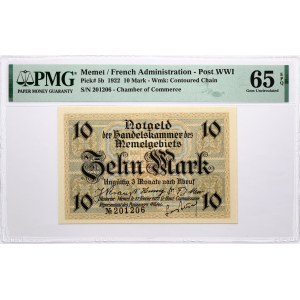 Memel 10 Mark 1922 PMG 65 Gem Uncirculated EPQ