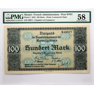 Memel 100 Mark 1922 PMG 58 Choice About Unc