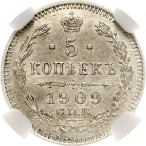 Russia 5 Kopecks 1909 СПБ-ЭБ NGC MS 63