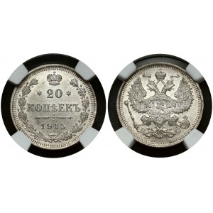 Russia 20 Kopecks 1915 ВС NGC MS 64