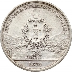 Švajčiarsko 5 frankov 1874 St Gallen Shooting Festival