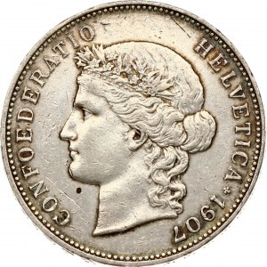 Švajčiarsko 5 frankov 1907 B Hlava Helvécie